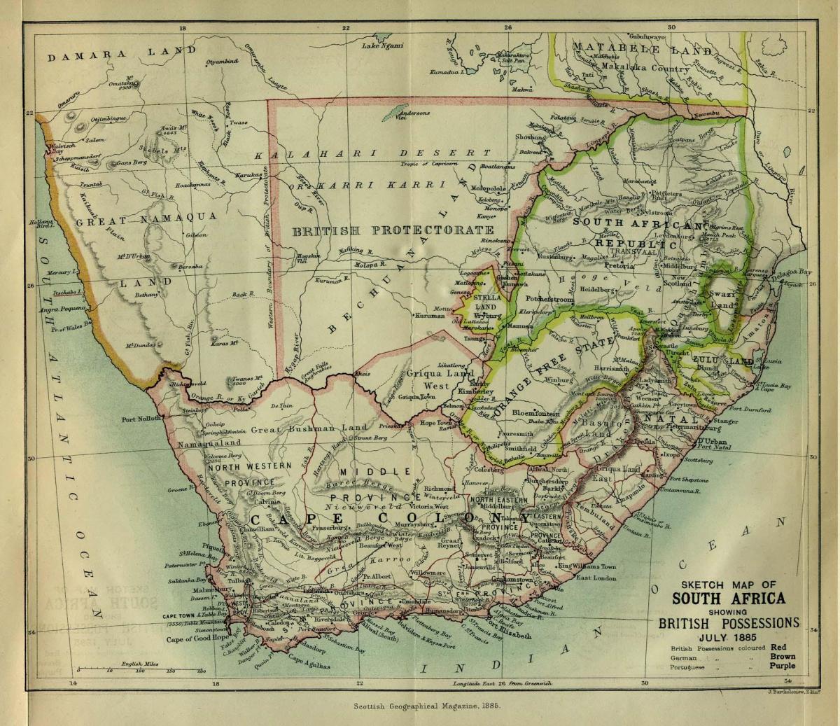 Mapa histórico de Sudáfrica