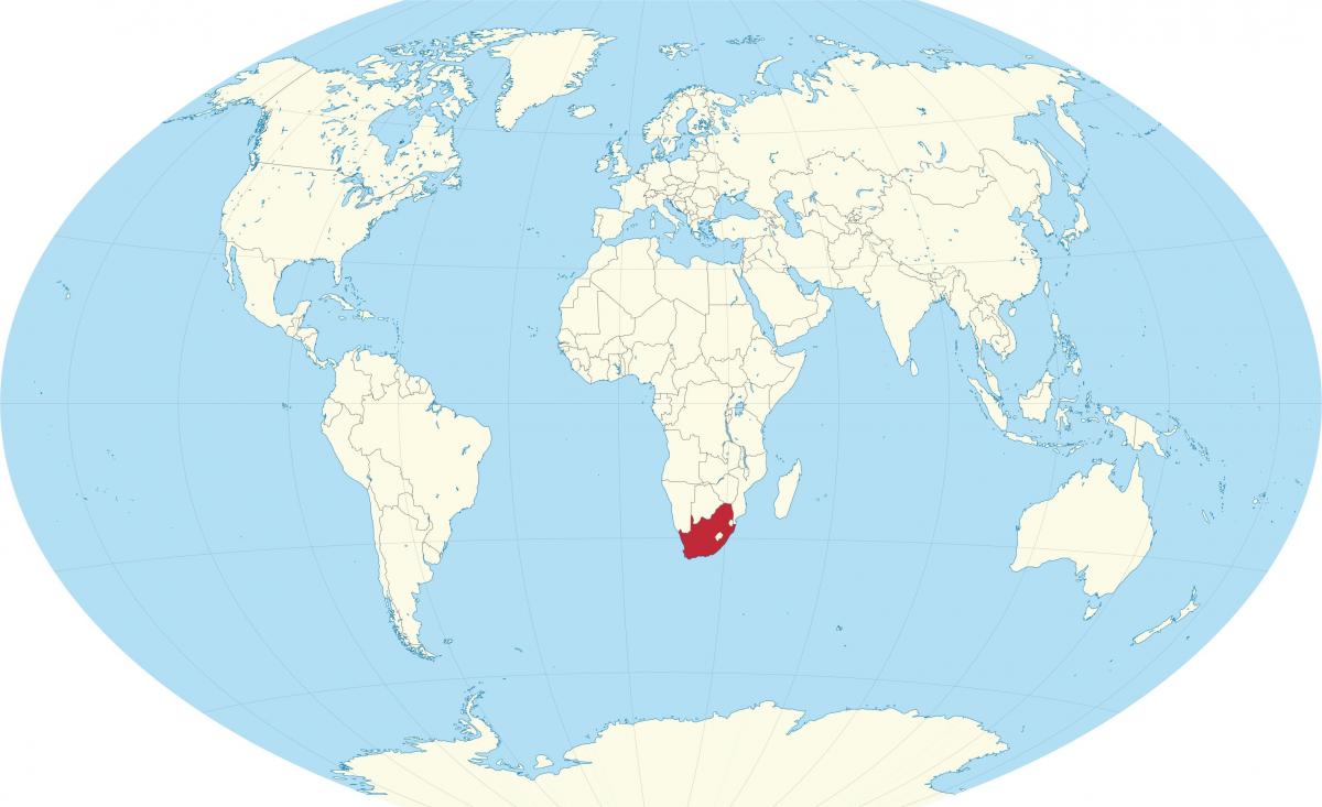 Ubicación de Sudáfrica en el mapa mundial